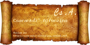 Csarankó Alfonzina névjegykártya
